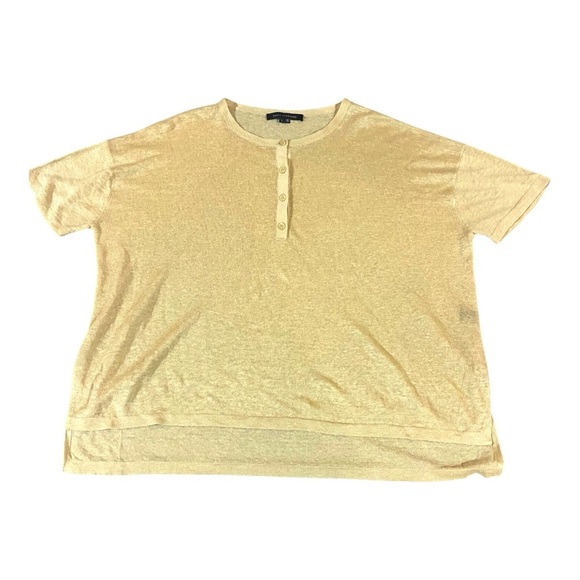 Skull Cashmere Tops - Skull Cashmere 100% Linen Penenlope Henley Top Honey Natural Flax Sz L